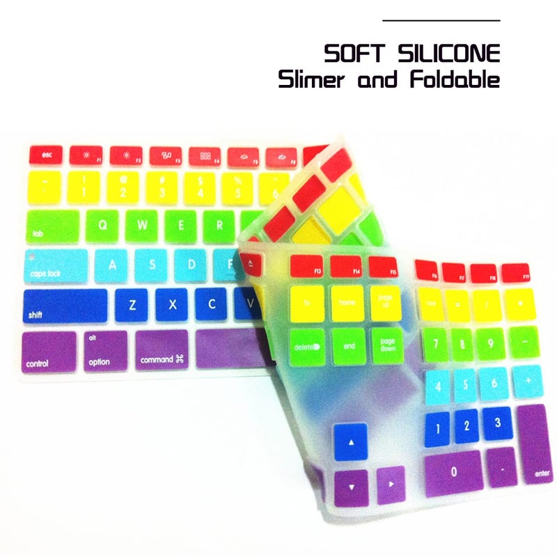 HRH Rainbow Mix Silicone Keyboard Skin Cover for iMac Wired USB Full Size Keyboard with Numeric Keypad A1243(G6 MB110LL/B and MB110LL/A) - Image 5